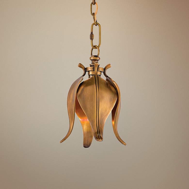 Image 1 Currey and Company Iota 6" Wide Vintage Brass Mini Pendant