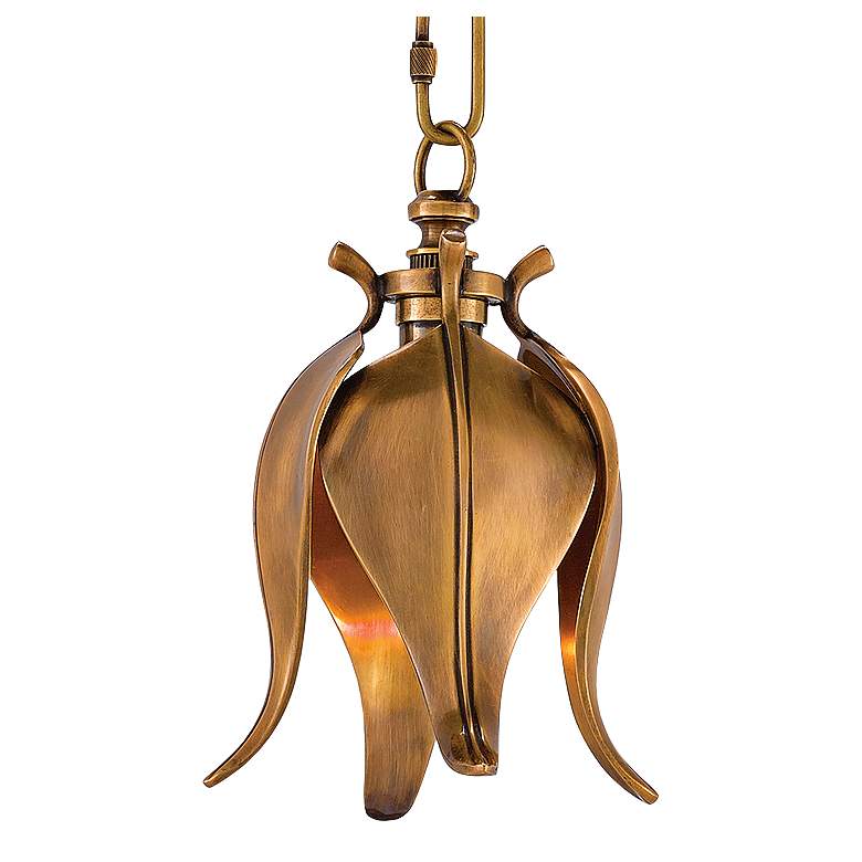 Image 3 Currey and Company Iota 6" Wide Vintage Brass Mini Pendant more views