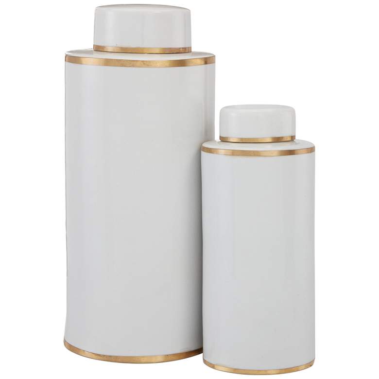 Image 1 Currey and Company Ivory Tea Ceramic Tea Canisters Set of 2