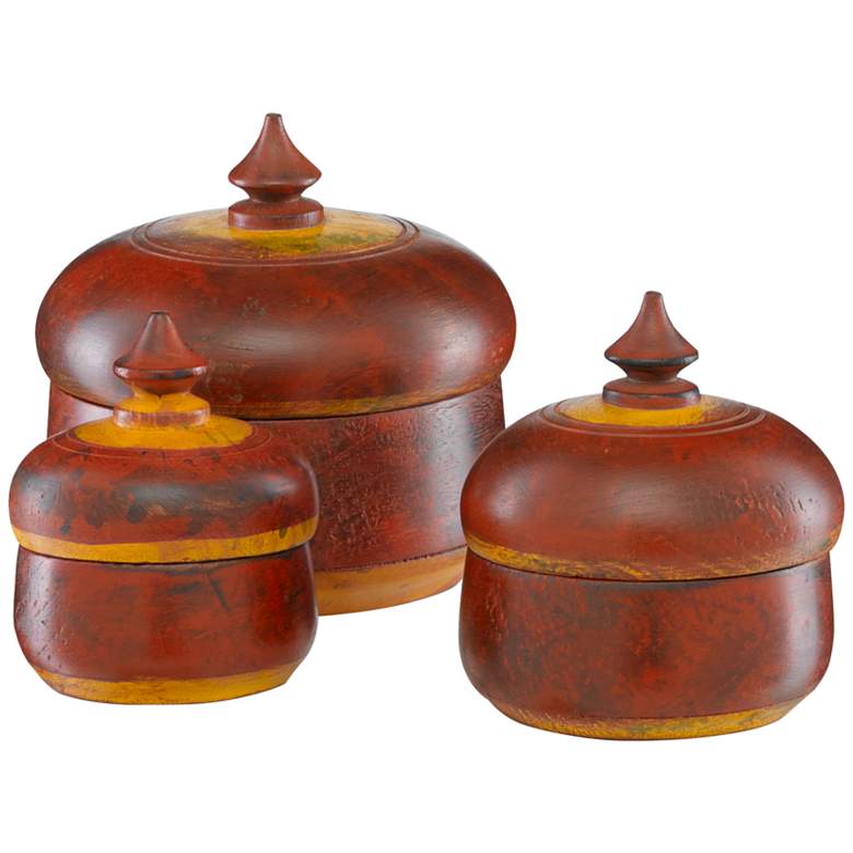Image 1 Currey and Company Jaisalmer Red and Yellow Boxes Set of 3