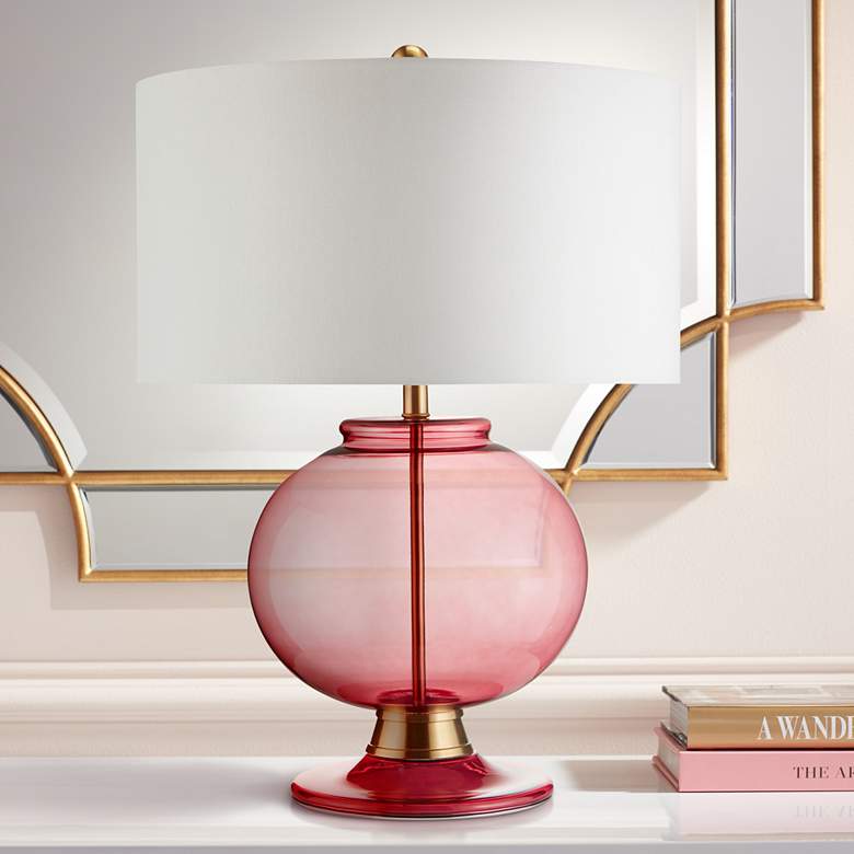 Image 1 Currey & Company Jocasta 27 3/4" Modern Clear Red Glass Table Lamp