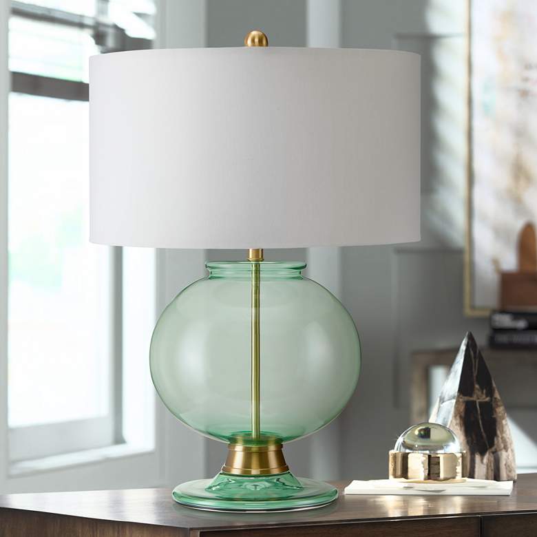 Image 1 Currey &amp; Company Jocasta Clear Emerald Glass Table Lamp