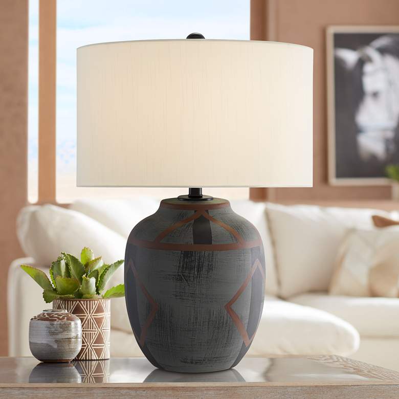 Image 1 Currey &amp; Company Juste Matte Black and Brown Table Lamp
