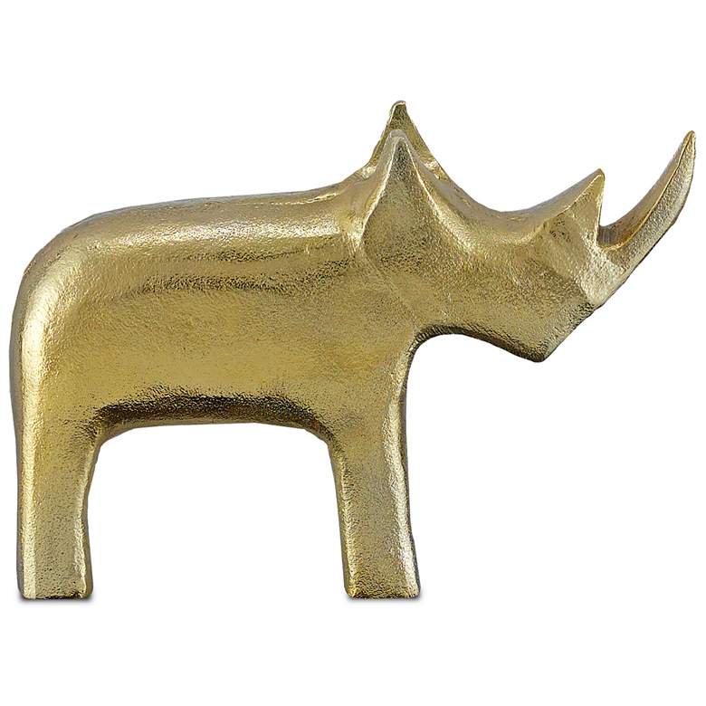 Image 1 Currey and Company Kano Gold 11 inch Wide Rhino Figurine
