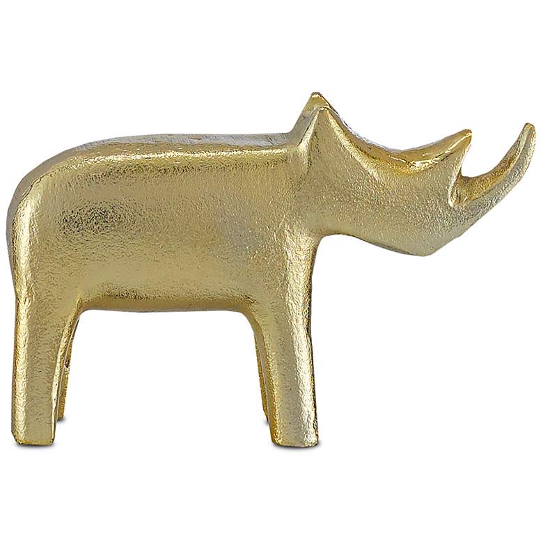 Image 1 Currey and Company Kano Gold 7 1/2 inch Wide Rhino Figurine