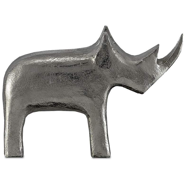 Image 1 Currey and Company Kano Silver 10 3/4 inch Wide Rhino Figurine