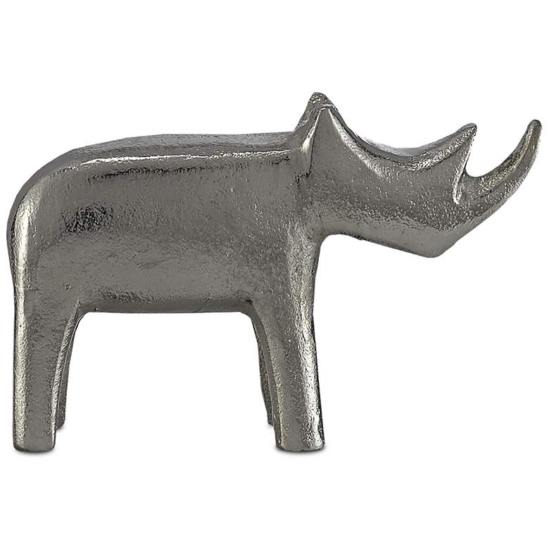 Image 1 Currey and Company Kano Silver 7 1/2" Wide Rhino Figurine