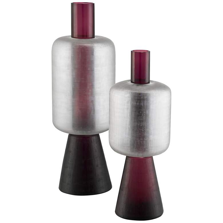 Image 1 Currey and Company Keating Purple Vase Sculptures Set of 2