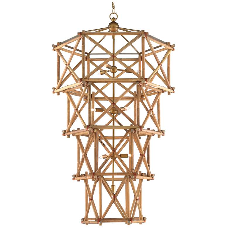 Image 1 Currey & Company Kingali 34" Grande Rattan 10-Light Chandelier