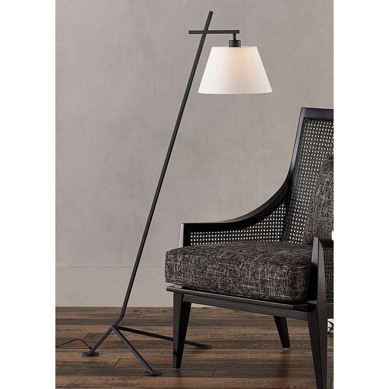 Image 1 Currey & Company Kiowa 53" Satin Black Slanted Tripod Floor Lamp