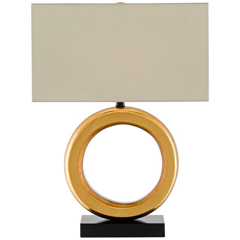 Image 1 Currey and Company Kirkos Painted Gold Circular Table Lamp