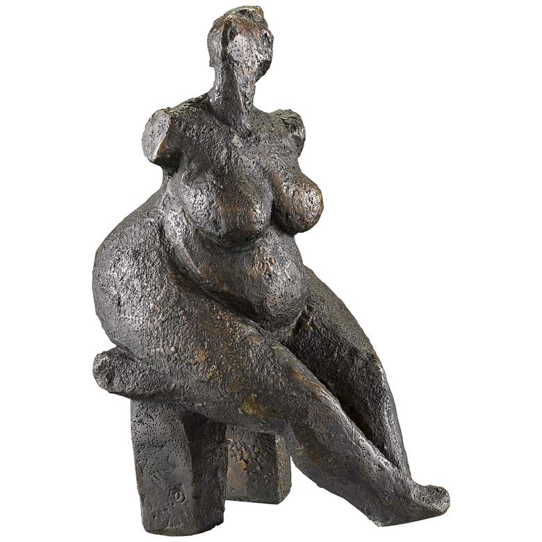Image 1 Currey and Company Lady Dreaming 14 1/4"H Bronze Sculpture