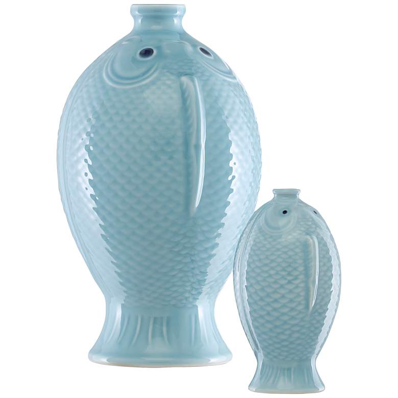 Image 1 Currey and Company Laguna Soft Blue Porcelain Vases Set of 2