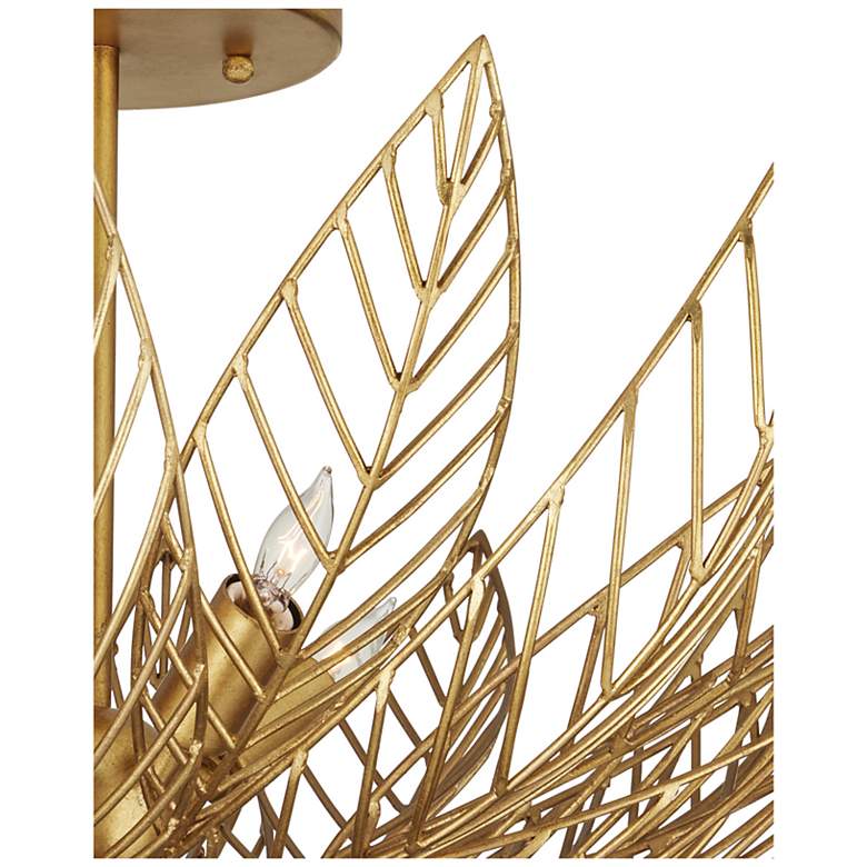 Image 2 Currey & Company Leaflace 26" Gold 4-Light Semi-Flush Mount more views