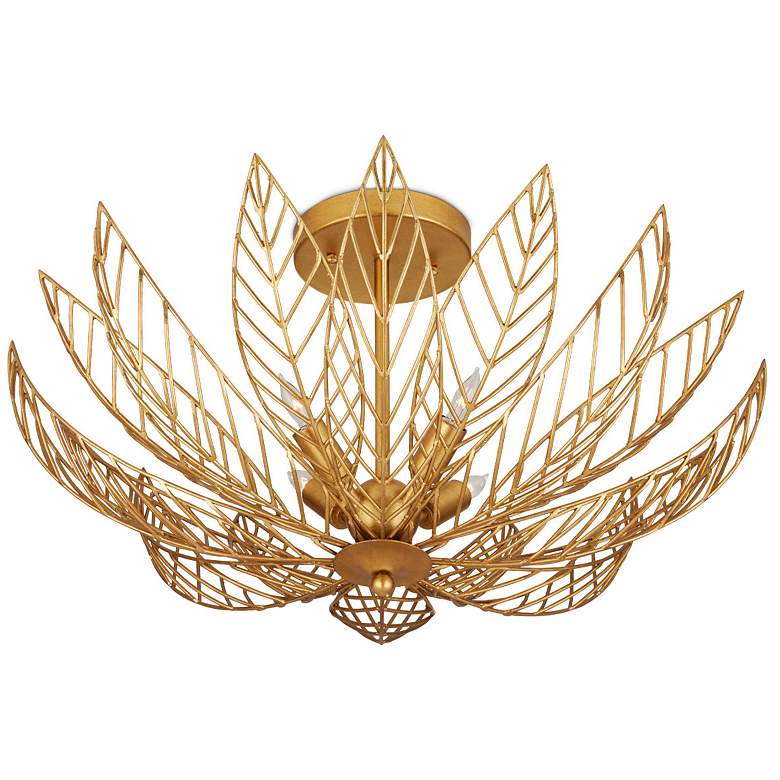 Image 3 Currey & Company Leaflace 26" Gold 4-Light Semi-Flush Mount more views