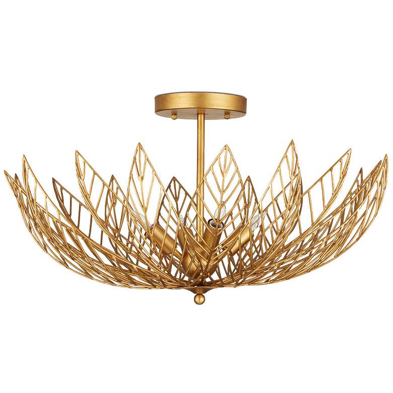 Image 4 Currey & Company Leaflace 26" Gold 4-Light Semi-Flush Mount more views