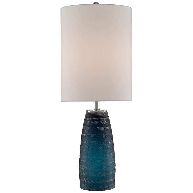 Image 1 Currey and Company Leona Textured Blue Glass Table Lamp