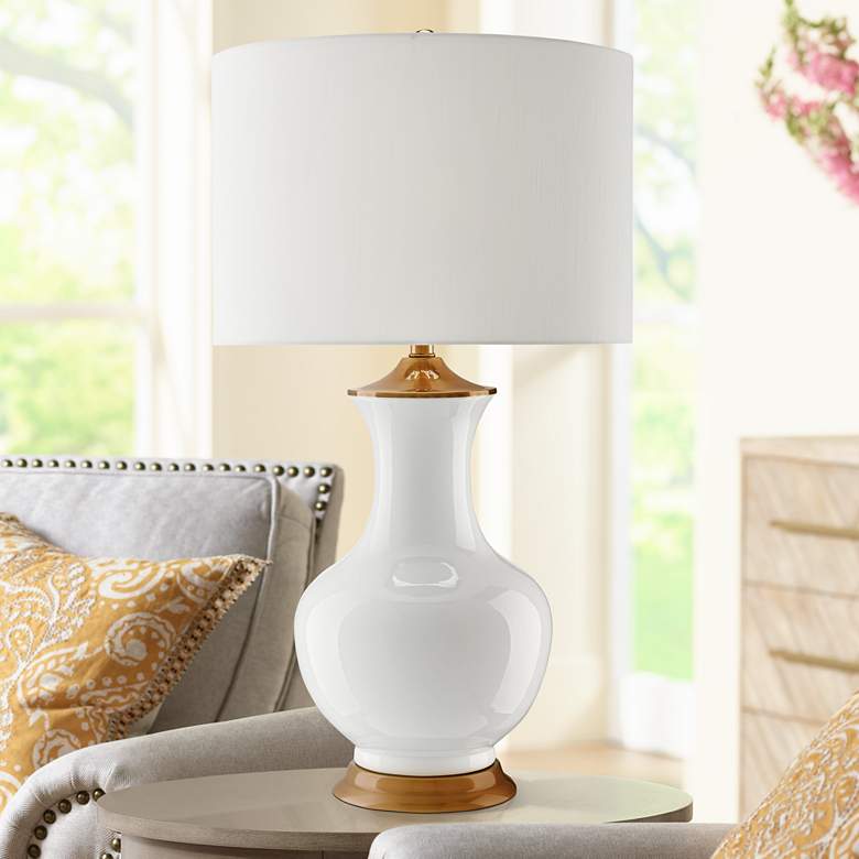 Image 1 Currey & Company Lilou White Ceramic Table Lamp