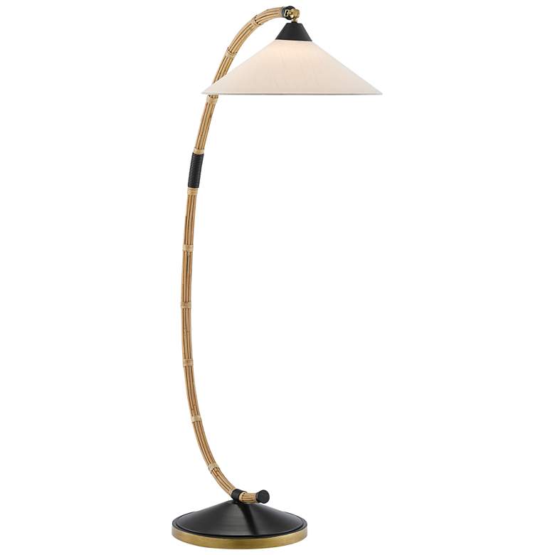 Image 2 Currey & Company Lisbon 61 1/2" Arc Arm Natural Rattan Floor Lamp
