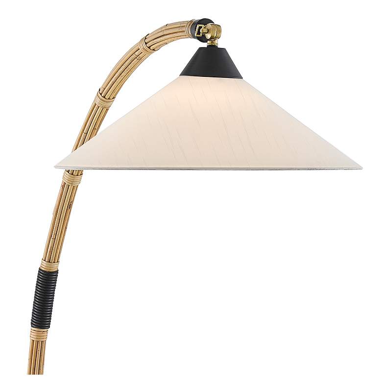 Image 3 Currey & Company Lisbon 61 1/2" Arc Arm Natural Rattan Floor Lamp more views