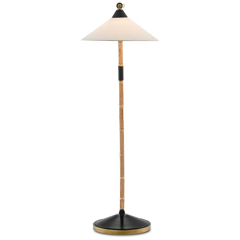 Image 5 Currey & Company Lisbon 61 1/2" Arc Arm Natural Rattan Floor Lamp more views