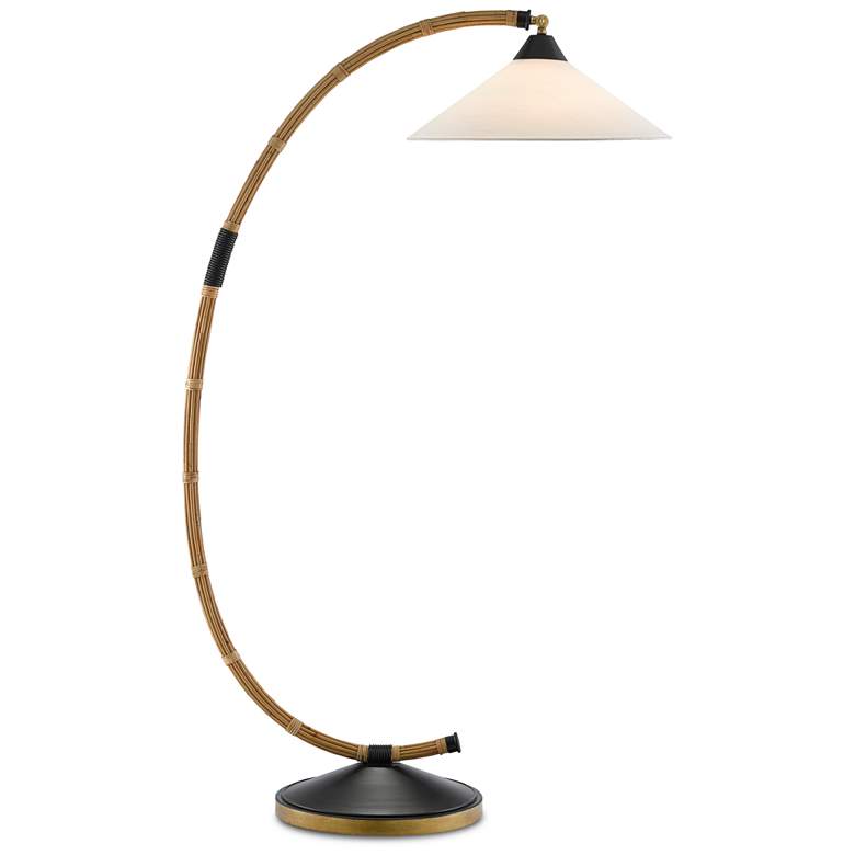 Image 6 Currey & Company Lisbon 61 1/2" Arc Arm Natural Rattan Floor Lamp more views
