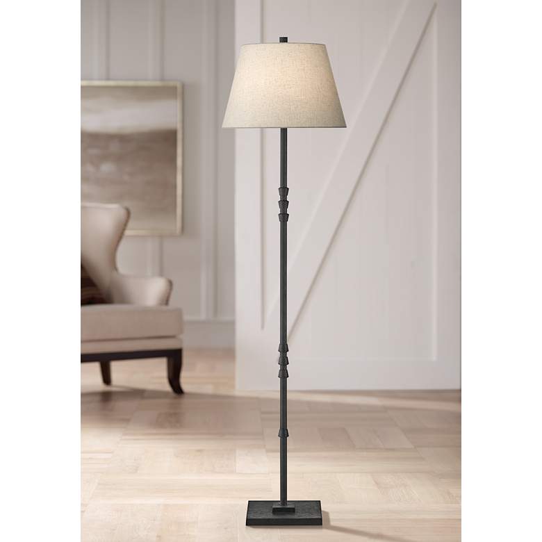 Image 1 Currey & Company Lohn 69 1/2" Mole Black Metal Floor Lamp