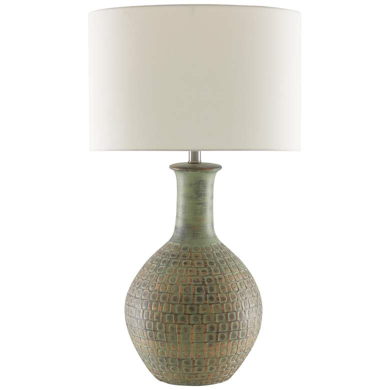Image 2 Currey & Company Loro Moss Green Gold Ceramic Table Lamp