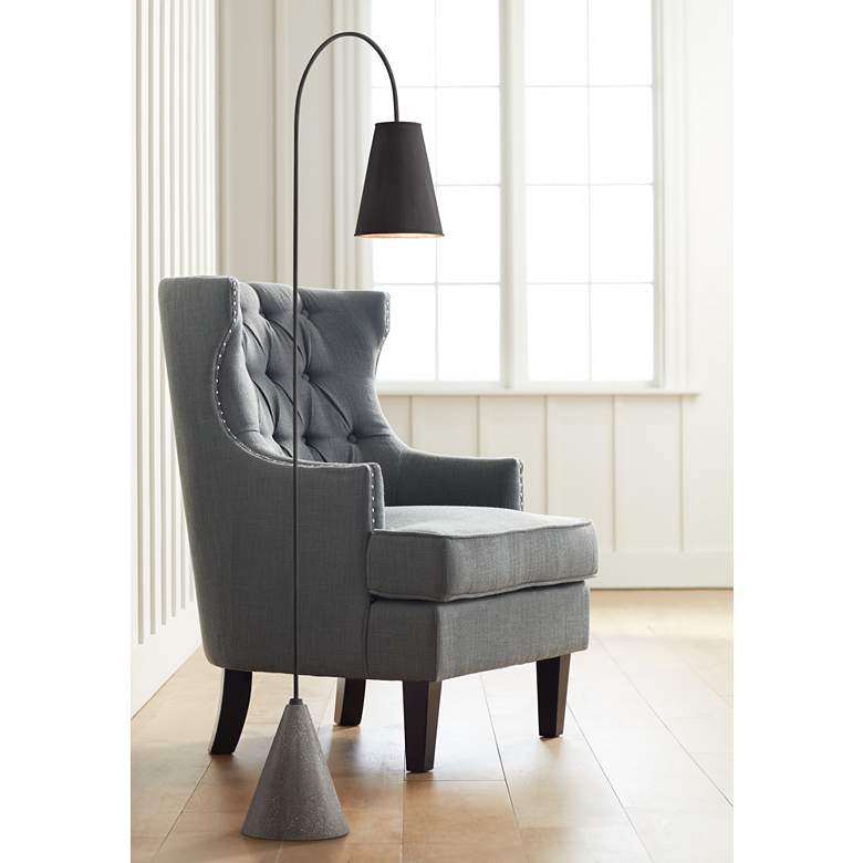 Image 2 Currey & Company Lotz 65" Metal and Concrete Modern Arc Floor Lamp