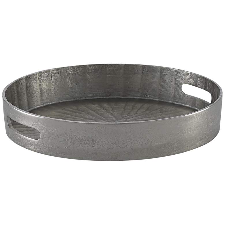Image 1 Currey and Company Luca Silver 14 1/2 inch Round Metal Tray