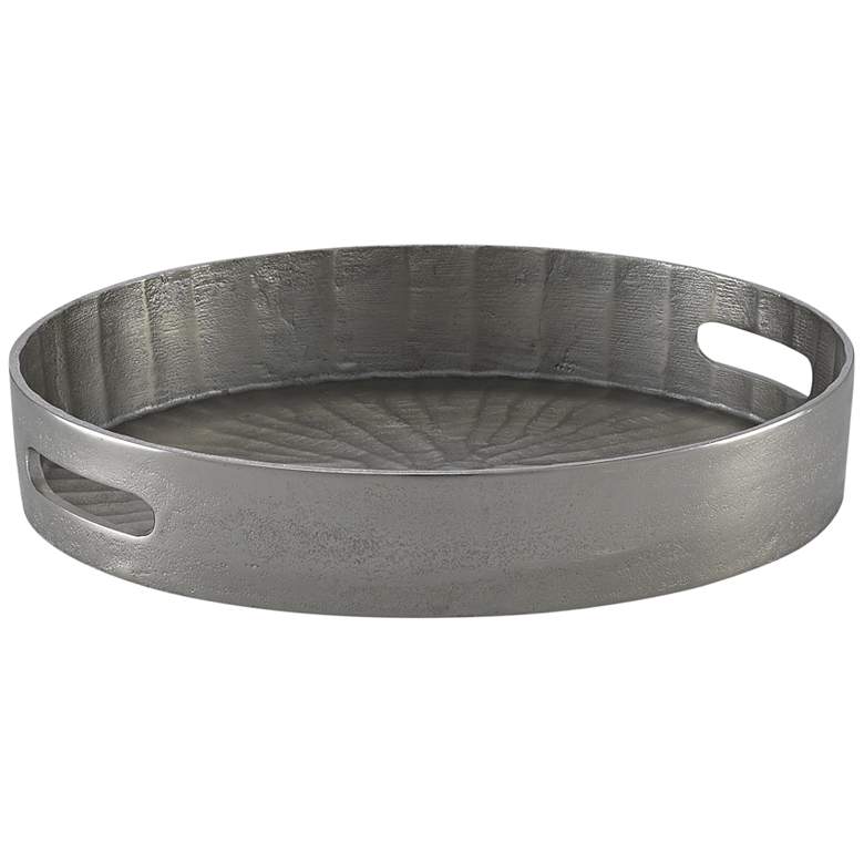 Image 1 Currey and Company Luca Silver 14 1/2" Round Metal Tray