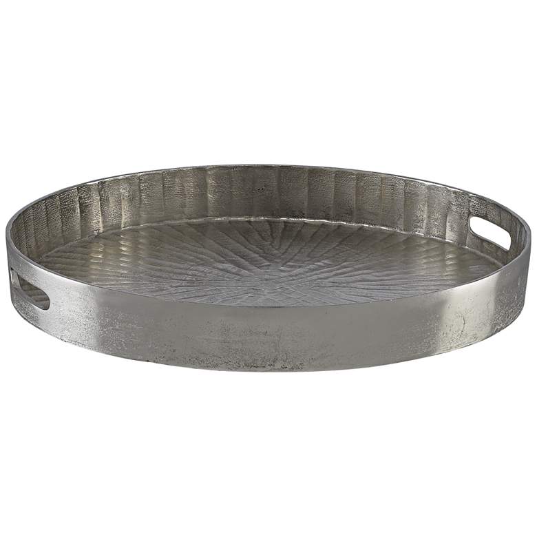 Image 1 Currey & Company Luca Silver 20 1/2" Round Metal Tray