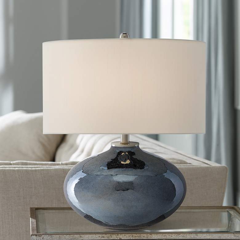 Image 1 Currey & Company Lucent 21 3/4" Blue Glass Accent Table Lamp