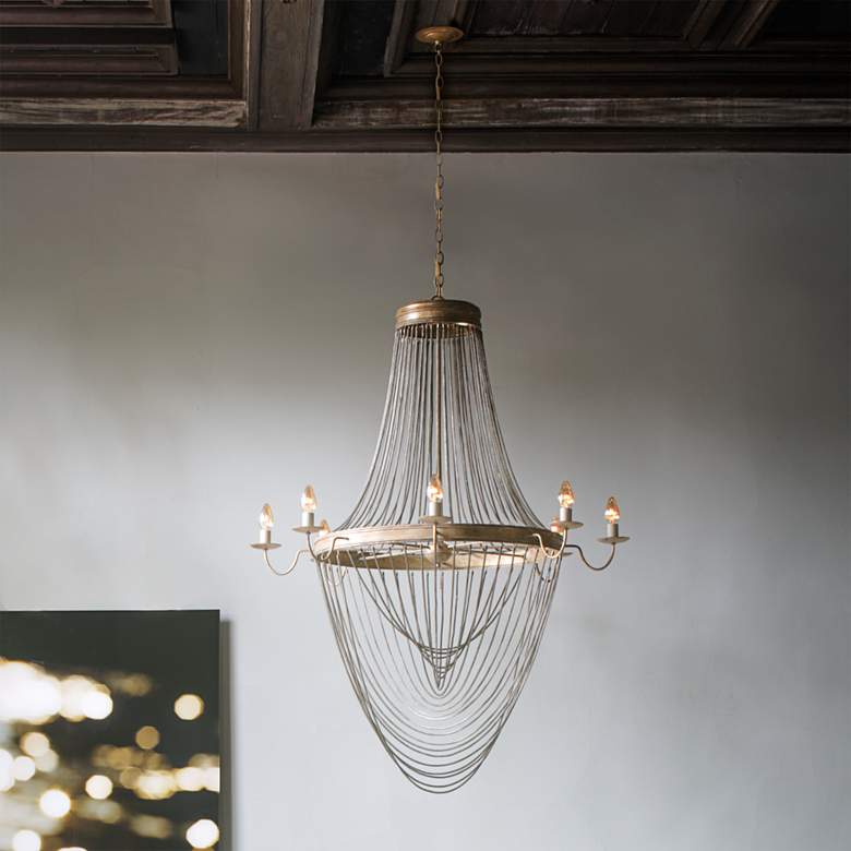 Image 1 Currey & Company Lucien 46" 8-Light French Gold Leaf Chandelier