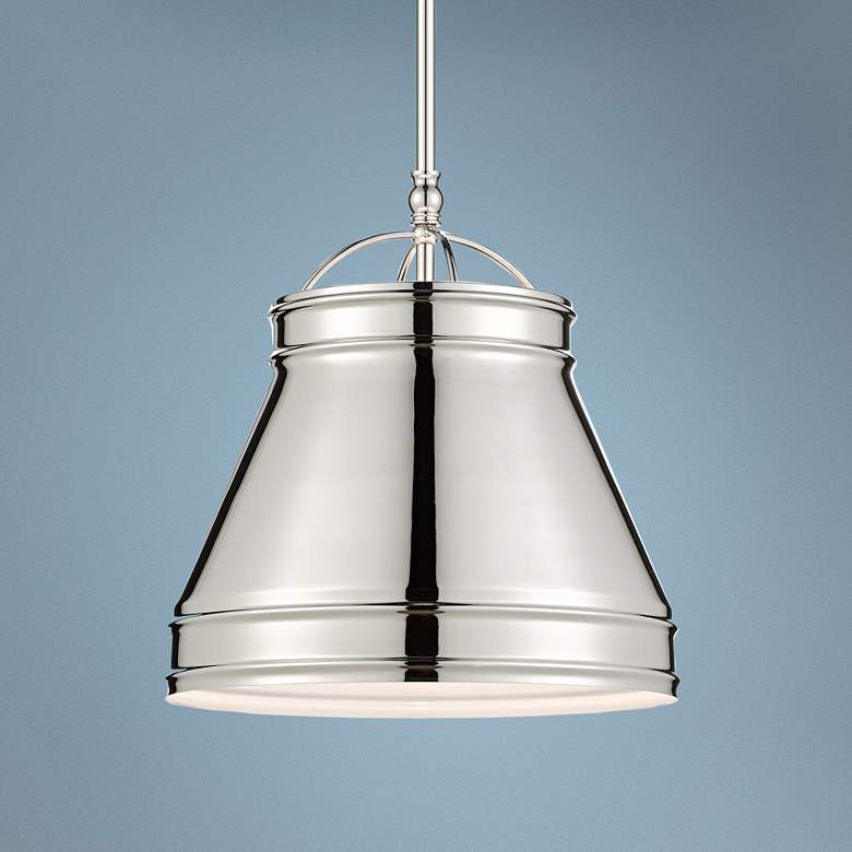 Image 1 Currey and Company Lumley 13"W Polished Nickel Pendant Light