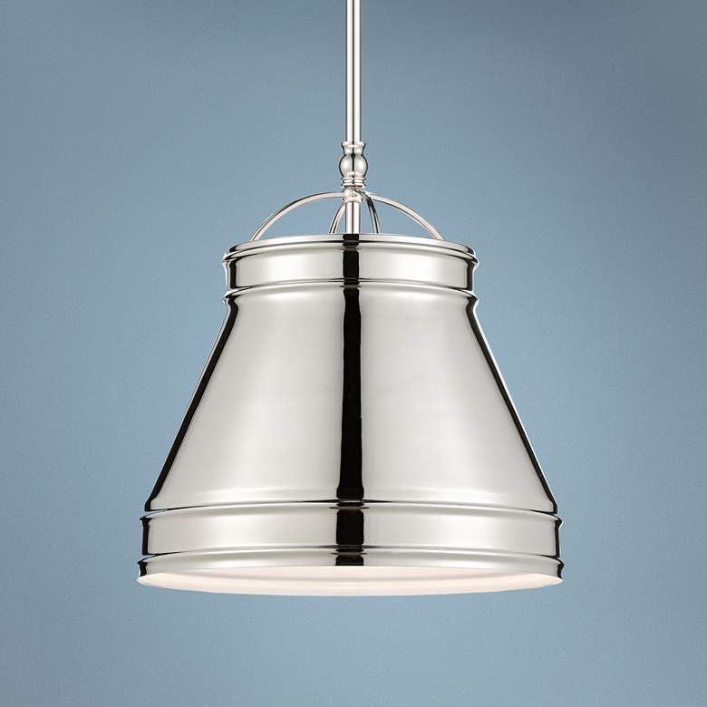 Image 1 Currey and Company Lumley 13 inchW Polished Nickel Pendant Light