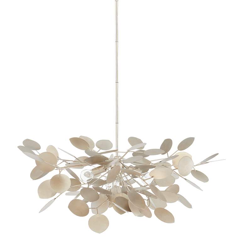 Image 4 Currey & Company Lunaria 31"W Silver Leaf 4-Light Chandelier more views