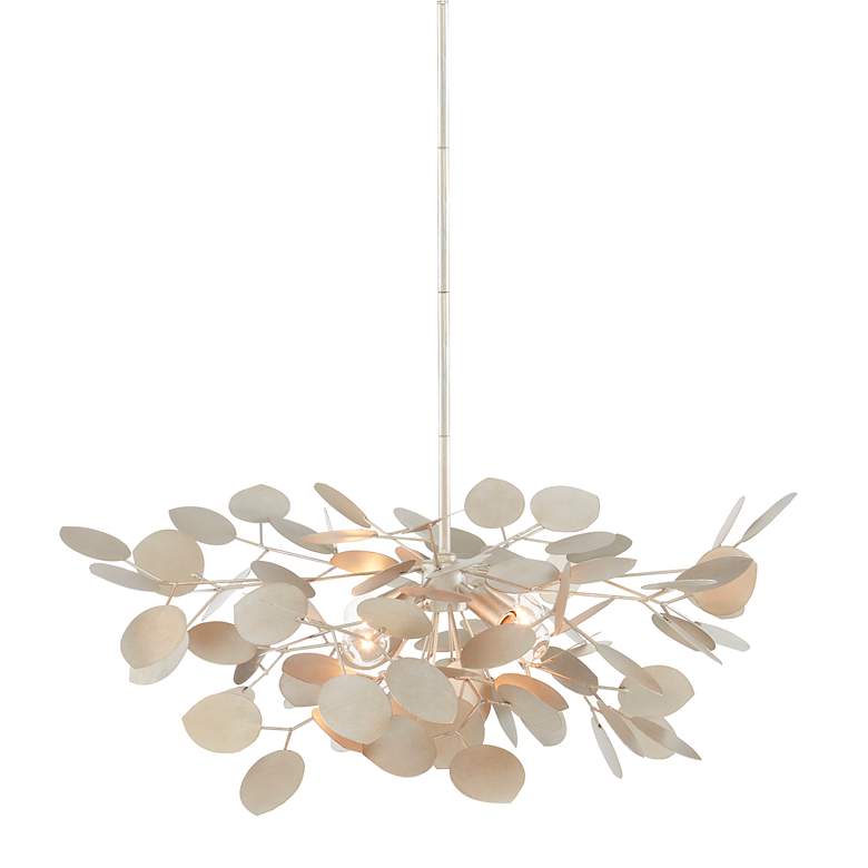Image 5 Currey & Company Lunaria 31"W Silver Leaf 4-Light Chandelier more views