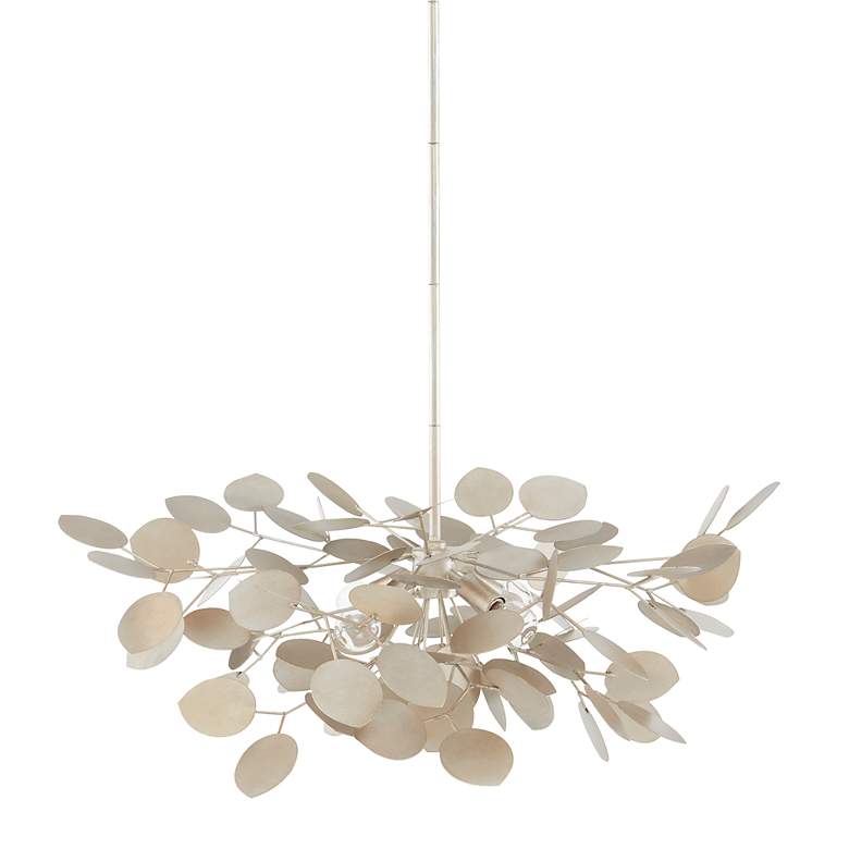 Image 6 Currey & Company Lunaria 31"W Silver Leaf 4-Light Chandelier more views