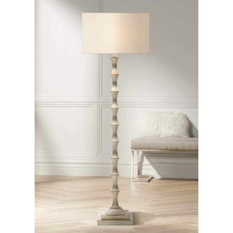 Image 1 Currey & Company Lyndhurst 63 1/4" Silver Leaf Floor Lamp