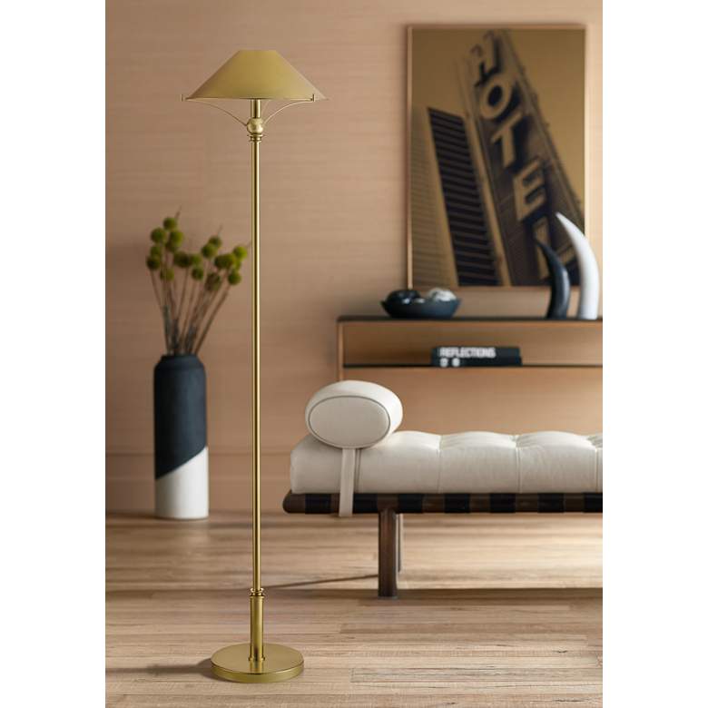 Image 1 Currey & Company Maarla 58 3/4" Polished Brass Floor Lamp