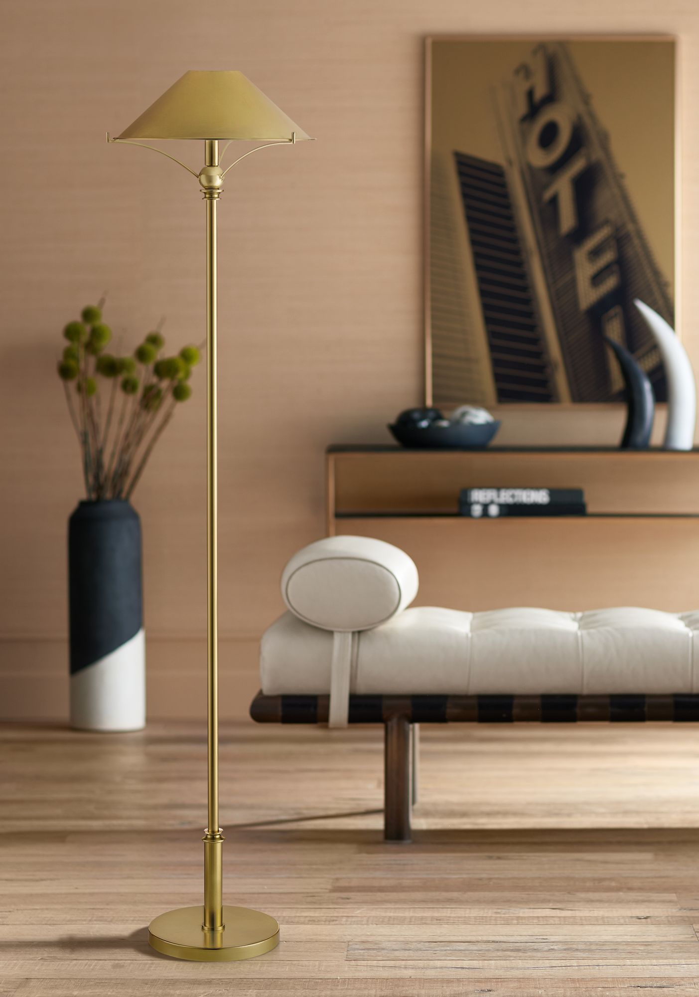 Currey and Company Maarla Polished Brass Floor Lamp 67J37 Lamps Plus