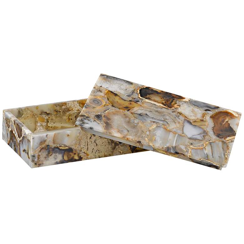 Image 1 Currey and Company Malaga 11"W Black Agate Decorative Box