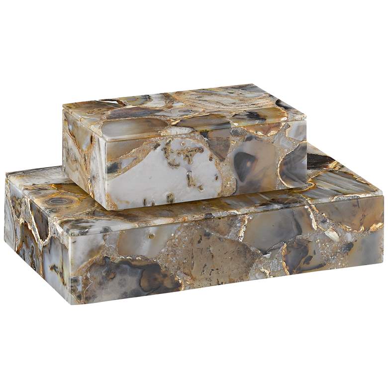 Image 2 Currey and Company Malaga 7" Wide Black Agate Decorative Box more views