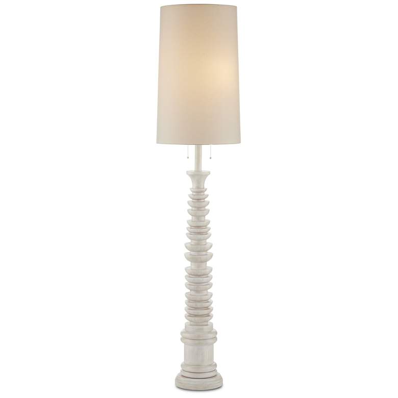 Image 1 Currey &amp; Company Malayan 80 inch High White Stacked Wood Floor Lamp