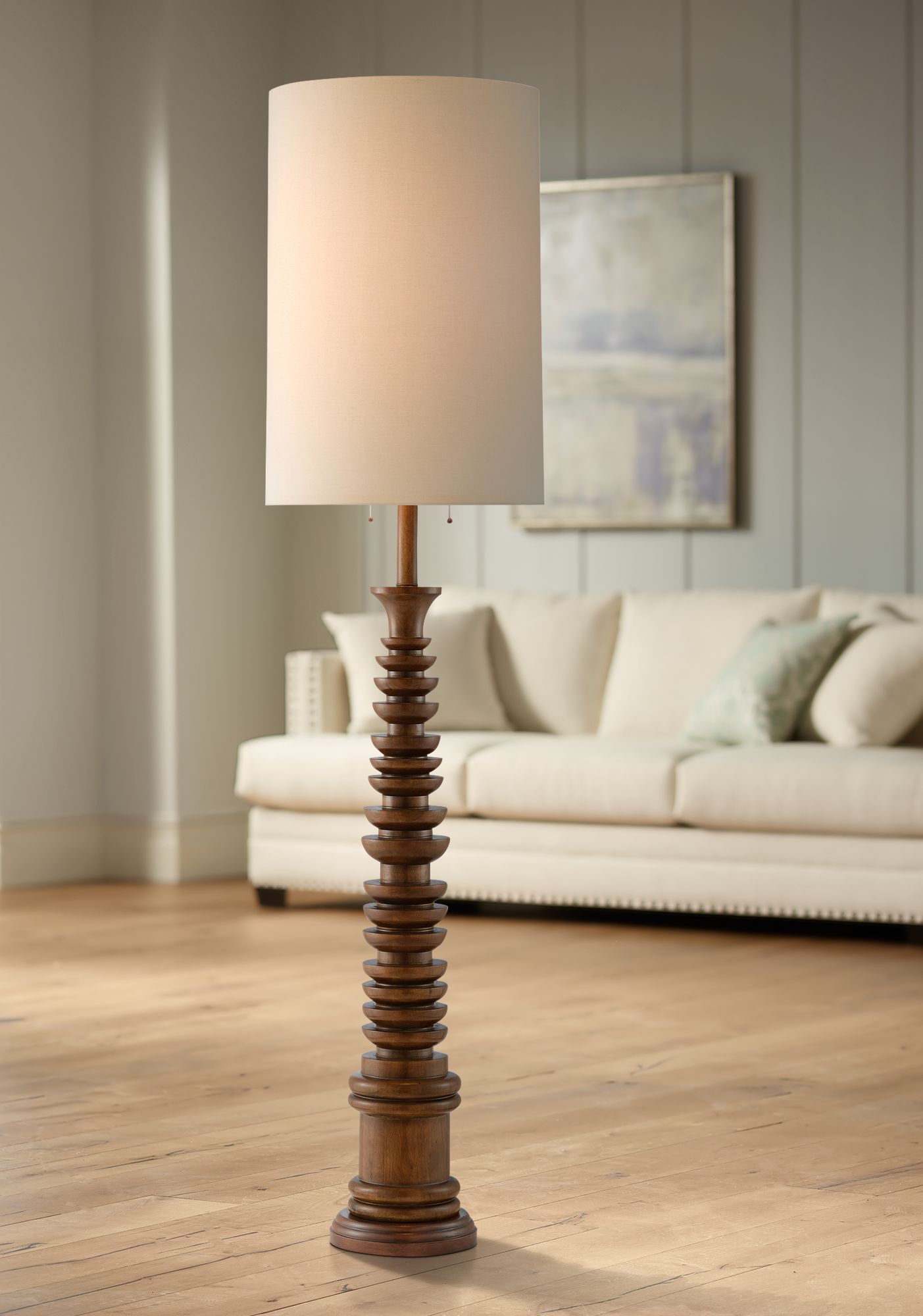 modern wood square floor lamp