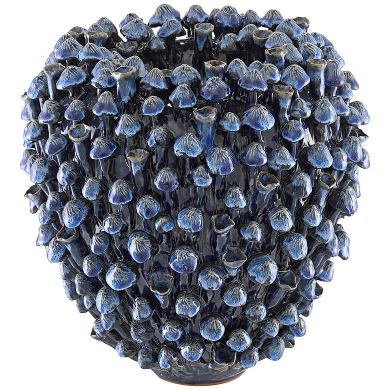 Image 1 Currey & Company Manitapi Dark Blue 11 1/2"H Ceramic Vase