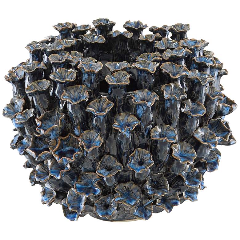 Image 1 Currey &amp; Company Manitapi Dark Blue 8 3/4 inchW Ceramic Vase
