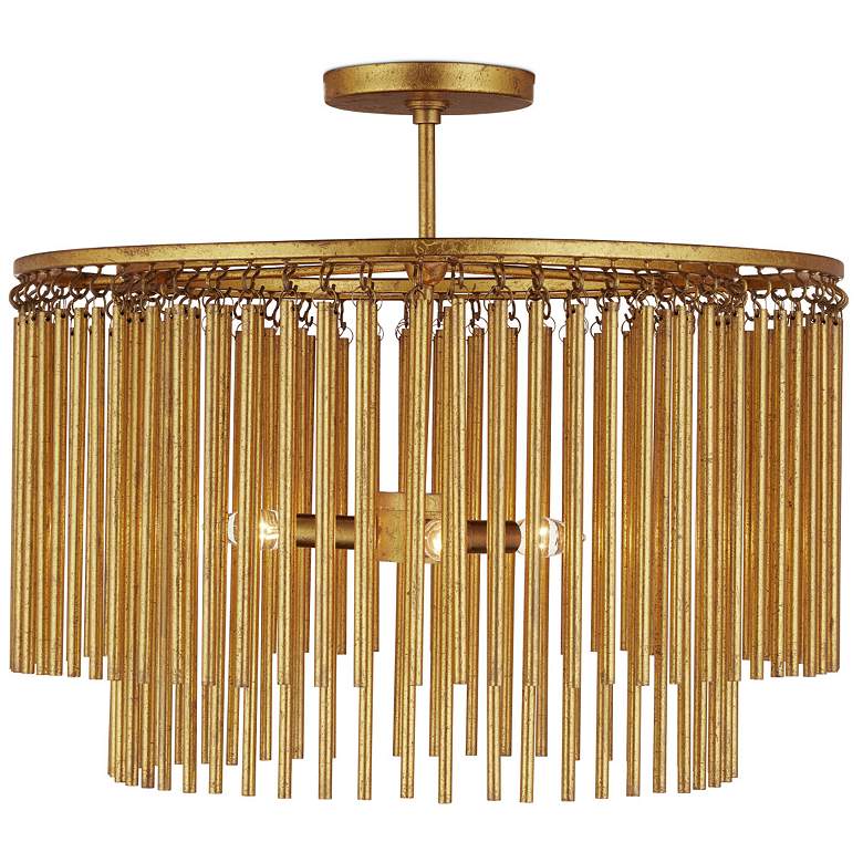 Image 1 Currey & Company Mantra 24" Gold 3-Light Semi-Flush Mount