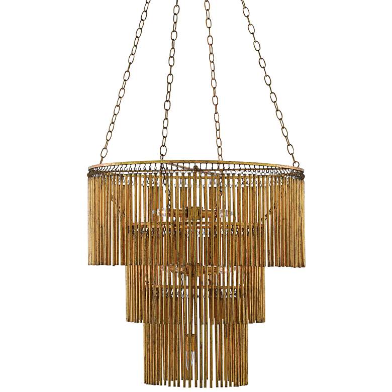 Image 2 Currey & Company Mantra 30" Wide Gold Leaf 3-Tier Chandelier